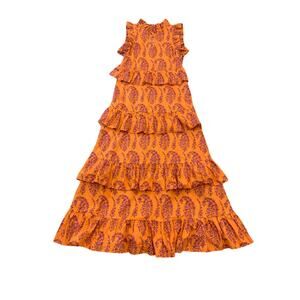 M.D.S. Stripes Women's Orange Floral Paisley Long Dress